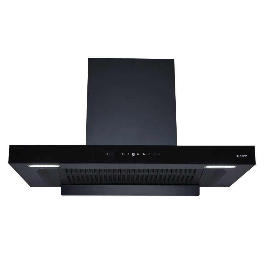 Elica 90 cm Stainless Steel Chimney (FL PLUS 900 SPT MAX HAC LTW MS NERO) model FL PLUS 900 SPT MAX HAC LTW MS NERO front view - GharOne Nepal